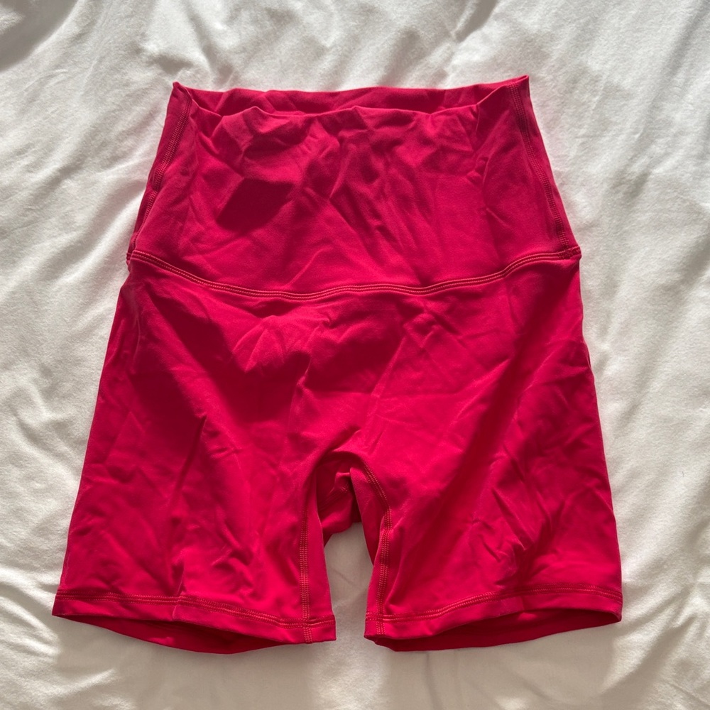 High-Waist Women's Bike Shorts in Hot Pink